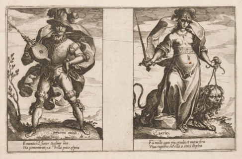 Impetuosity and Reason, Attributes of the Soul, print, Two representations of personifications.