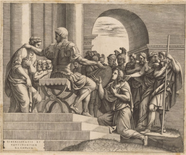 The Continence of Scipio, print, Scipio the Elder returns a captured virgin to her betrothed who