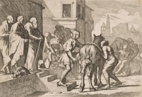 Departure of the Prodigal Son, Story of the Prodigal Son, L' Historia Del Figliolo prodigo, print,
