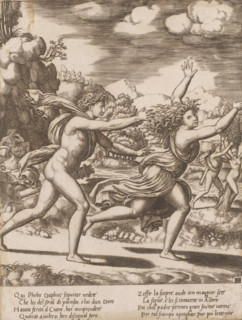 Apollo Pursues Daphne, Story of Apollo and Daphne, print, Series number, 3, 4, Apollo pursues the