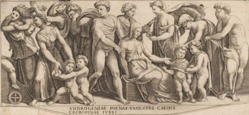 Marriage of Jason and Creusa, print, In the center sits the Corinthian princess Creusa and next to