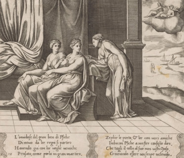 Psyche is convinced by her sisters, Story of Cupid and Psyche, print, Series number, 12, 32, Psyche