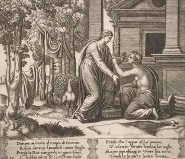 Juno refuses help to Psyche, Story of Amor and Psyche, print, Series number, 20, 32, On the right,