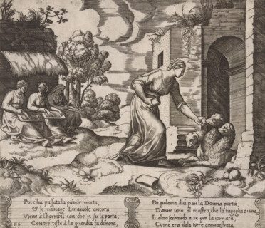 Psyche leading Cerberus, Story of Amor and Psyche, print, Series number, 26, 32, Psyche leads