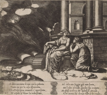 Psyche receives the jar with Proserpina's beauty, Story of Amor and Psyche, print, Series number,