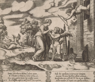 Psyche opens the jar with Proserpina's beauty, Story of Amor and Psyche, print, Series number, 28,