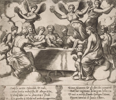 Wedding of Cupid and Psyche, Story of Cupid and Psyche, print, Series number, 31, 32, Banquet at