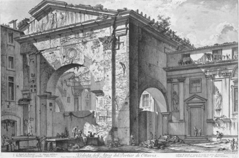 Porticus of Octavia in Rome, Veduta dell'Atrio del Portico di Ottavia, Views of Rome, Vedute di