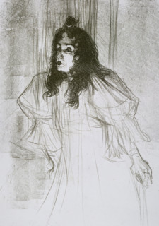 Miss May Belfort (original title), Portrait of May Belfort (May Egan) with two figures and a piano,