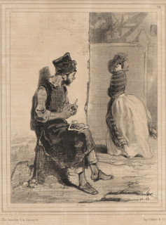 Worker watches passing woman while eating, Plus que ça de giberne!, Women from