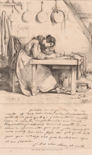 Woman writes a letter in the kitchen, Peut aitre en-ai je trop dit, Letters, La boîte aux lettres,