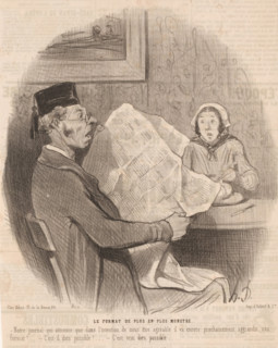 The increasingly monstrous format, Couple with large-format newspaper, Representations of happy