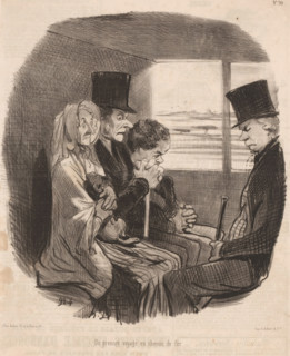 Un premier voyage en chemin de fer, Travelers on their first train journey, Depictions of happy