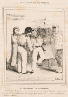 A dance lesson and manners, Caricature of three French sailors giving a dance lesson, Anecdotes