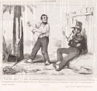 Two soldiers have a chat., Constantine, cartoon, A French soldier has a chat with his sergeant
