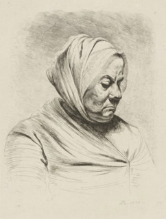Old woman in profile, print, printmaker: Jean Jacques de Boissieu, France, 1770, paper, chine