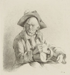 Man playing a lyre, print, printmaker: Jean Jacques de Boissieu, France, 1771, paper, chine collé,