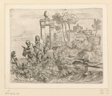 Flight into Egypt, Scenes from the Flight into Egypt, print, number: '1628', inscription: 'de