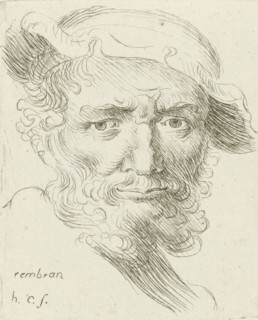 Bust of an old man with beard and hat, print, printmaker: Honoré Coussin, France, after design by