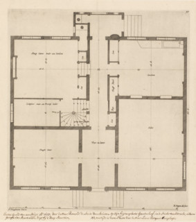 Floor plan of the ground floor of the Gansenhoef house in Maarssen, print, book illustration,