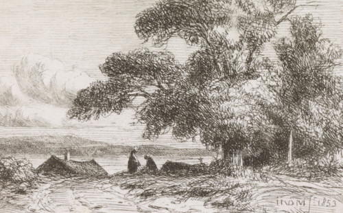 Figures on a country road, print, printmaker: Jacob Jan van der Maaten, The Hague, 1853, paper,