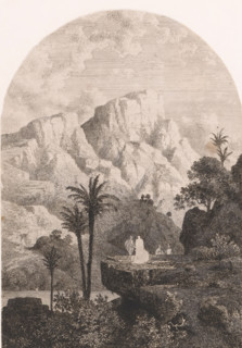 Mountain landscape with resting figures on a rock, print, printmaker: Guillaume Van der Hecht, 1827