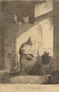 Mother feeding her baby, De Verwachtting, print, printmaker: Willem Linnig (I), publisher: P. van