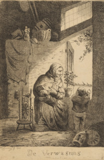 Mother feeding her baby, print, printmaker: Willem Linnig (I), publisher: P. van Bouwel (possibly),