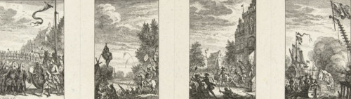 Four episodes from national history, Illustrations of national history, print, Uncut sheet with