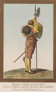 Soldat Suisse du 16me siècle, Soldier seen from the back with halberd, Twelve Swiss military