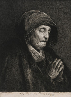 Portrait of Neeltje Willemsdr. Zuytbrouck praying, print, printmaker: Georg Friedrich Schmidt,