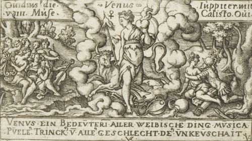 Venus with a Libra and Taurus (signs of the zodiac), Venus, Personifications of planets, print,