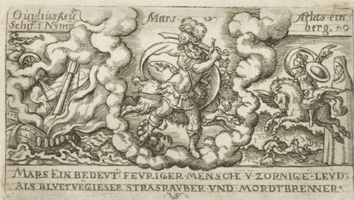 Mars, Mars with an Aries and Scorpio (signs of the zodiac), Personifications of planets, print,
