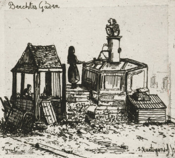 Water pump in Berchtesgaden, print, printmaker: Joseph Hartogensis, The Hague, 1856, paper, chine