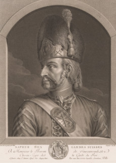 Sapeur des gardes Suisses, Soldier of the Swiss Guard, print, Series number, 23, printmaker: Johann