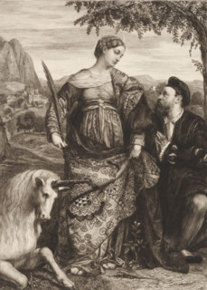 Heilige Justina, Die Heilige Justina, print, printmaker: William Unger, after painting by