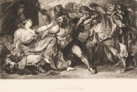 Simson and Delilah, Samson and Delilah, print, printmaker: William Unger, after painting by Anthony