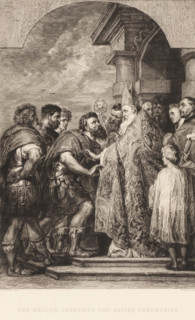 H. Ambrose does not allow Emperor Theodosius into the church, Der Heilige Ambrosius und Kaiser