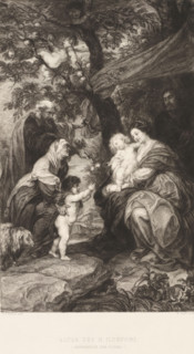 Altar des H. Ildefons, Holy Family under an apple tree, print, printmaker: William Unger, after