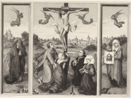 Crucifixion Altar, Triptychon, print, printmaker: William Unger, after painting by Rogier van der