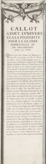 Siege of La Rochelle, September 1627-October 1628 (text, top-left section), Callot a tout lunivers