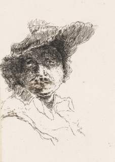 Bust of a man with a hat on his head, print, printmaker: Elias Stark, Netherlands, 1859 - 1933,