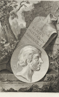 Medallion with the portrait of the Athenian statesman Cimon, print, printmaker: Reinier Vinkeles