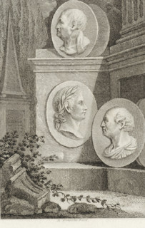 Medallions with portraits of Phocion, Tiberius and Gaius Sempronius Gracchus, print, Medallions