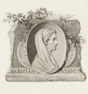Medallion with the portrait of Cornelia, mother of the Gracchi, print, book illustration, Stone
