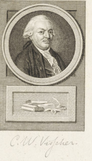 Portrait of Carel Wouter Visscher, print, chief officer of Amsterdam. Below the portrait a book, an