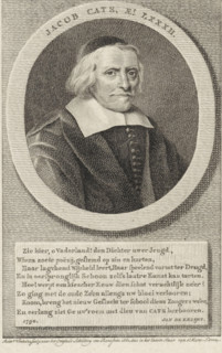 Portrait of Jacob Cats, print, Portrait of the statesman and poet Jacob Cats at the age of 82.,