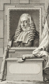 Portrait of Hendrik Danielsz. Hooft, print, Mayor of the City of Amsterdam. Below the portrait two
