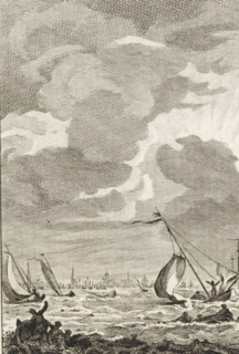 Severe storm on the IJ, July 13, 1788, print, Storm on the IJ on July 13, 1788. Boats in distress