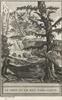 The Cat and the Rat. Fable CLXIV, The cat, the rat, the owl and the weasel, print, The owl and the